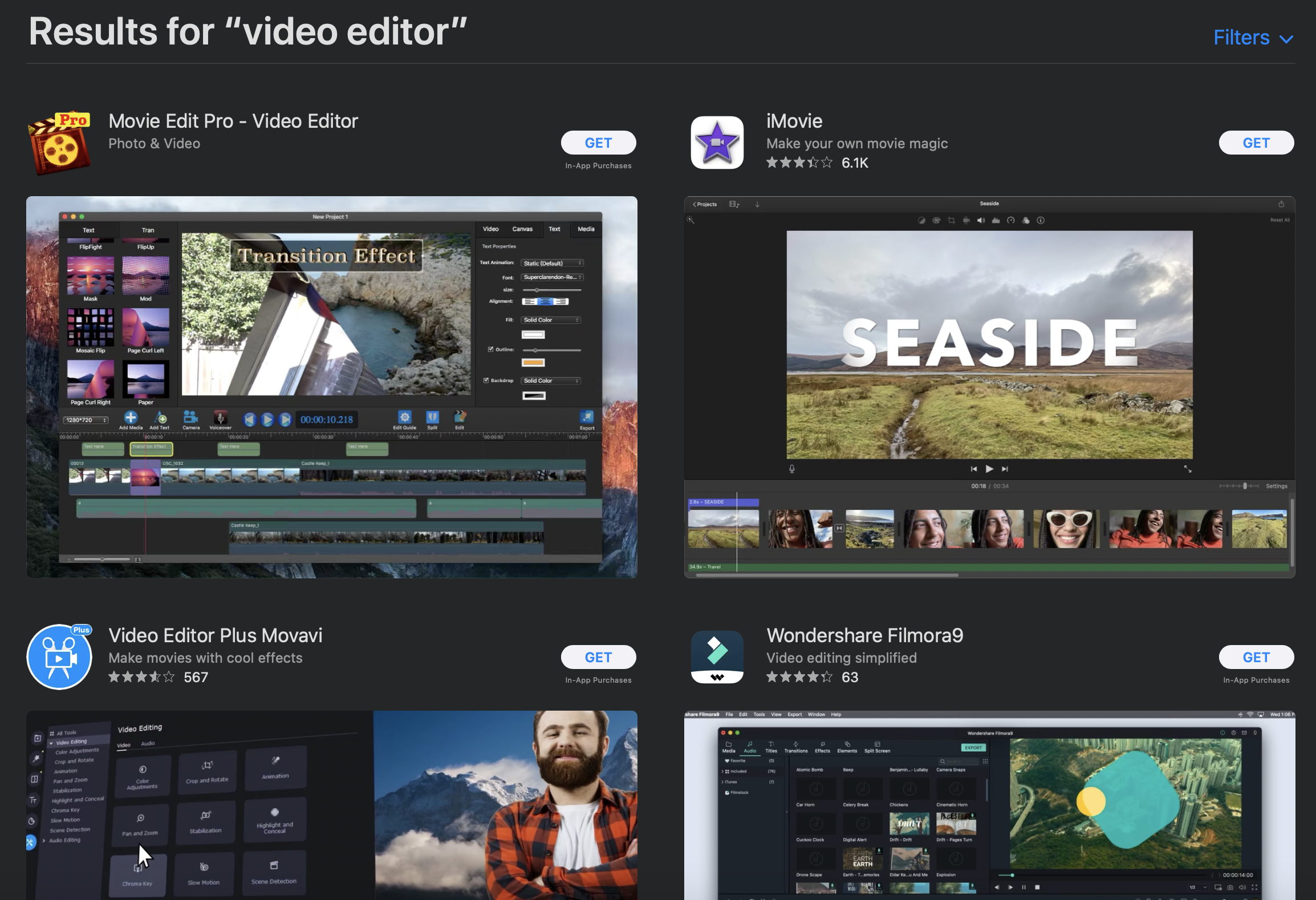 Video Editor search on app store